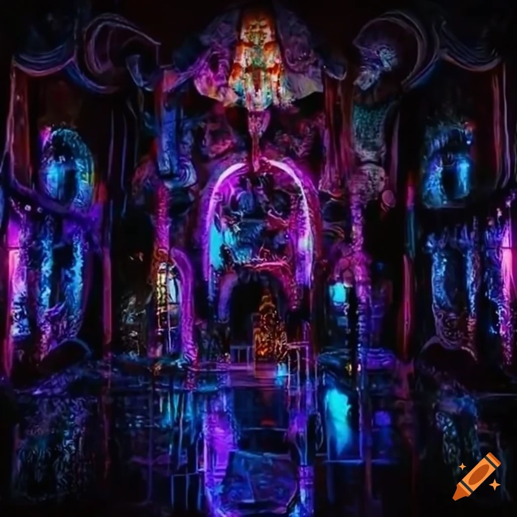 Haunted house of mirrors at a carnival fair on Craiyon