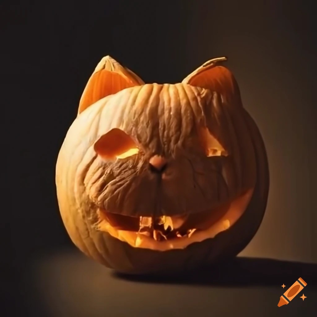 Catshaped pumpkin carving