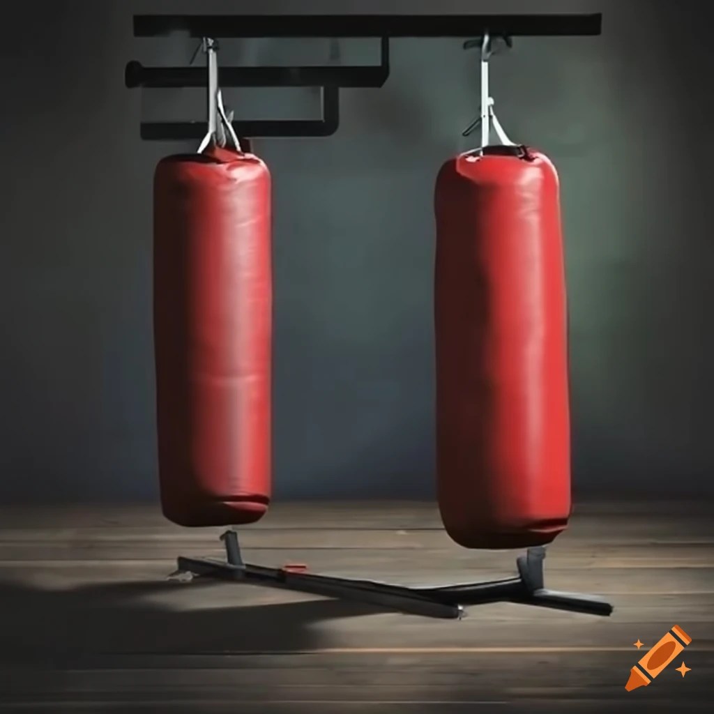 Basement gym with weights and punching bag on Craiyon