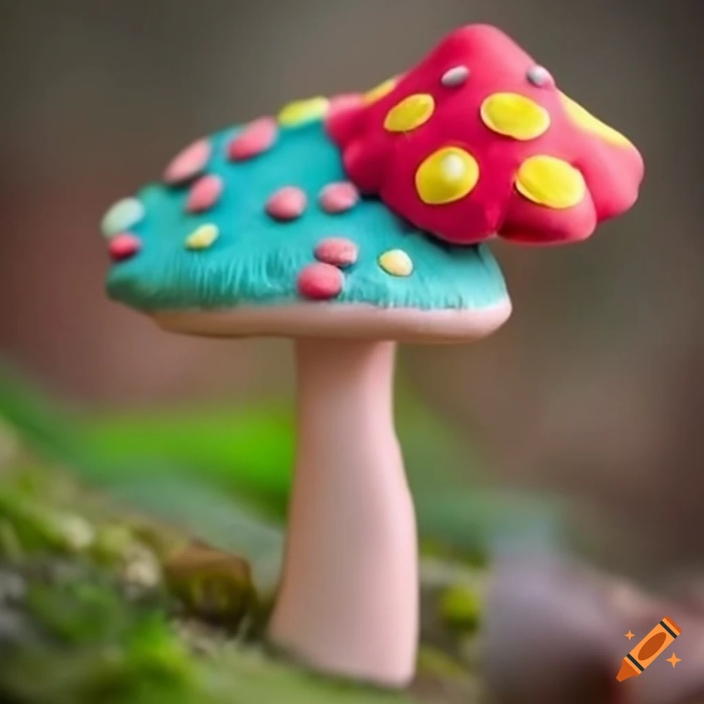 Plasticine fairy mushroom sculpture on Craiyon