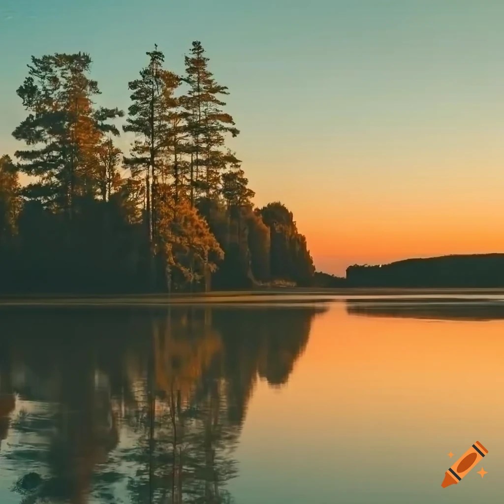 Sunset at lake vänern in sweden