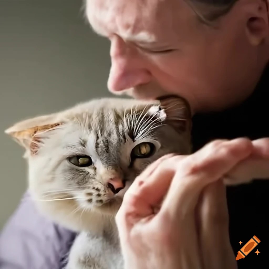 Man grieving over his deceased cat