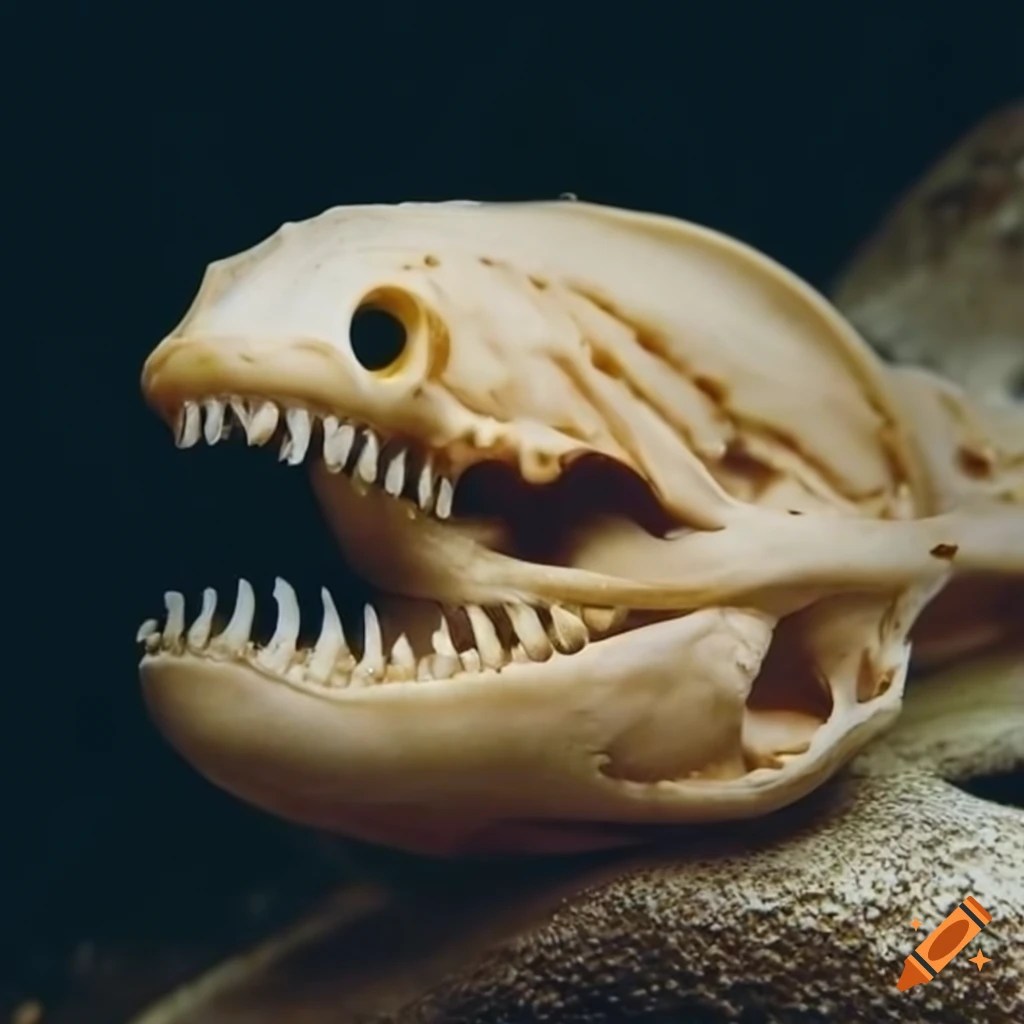 Intricate hyperrealistic moray eel skull