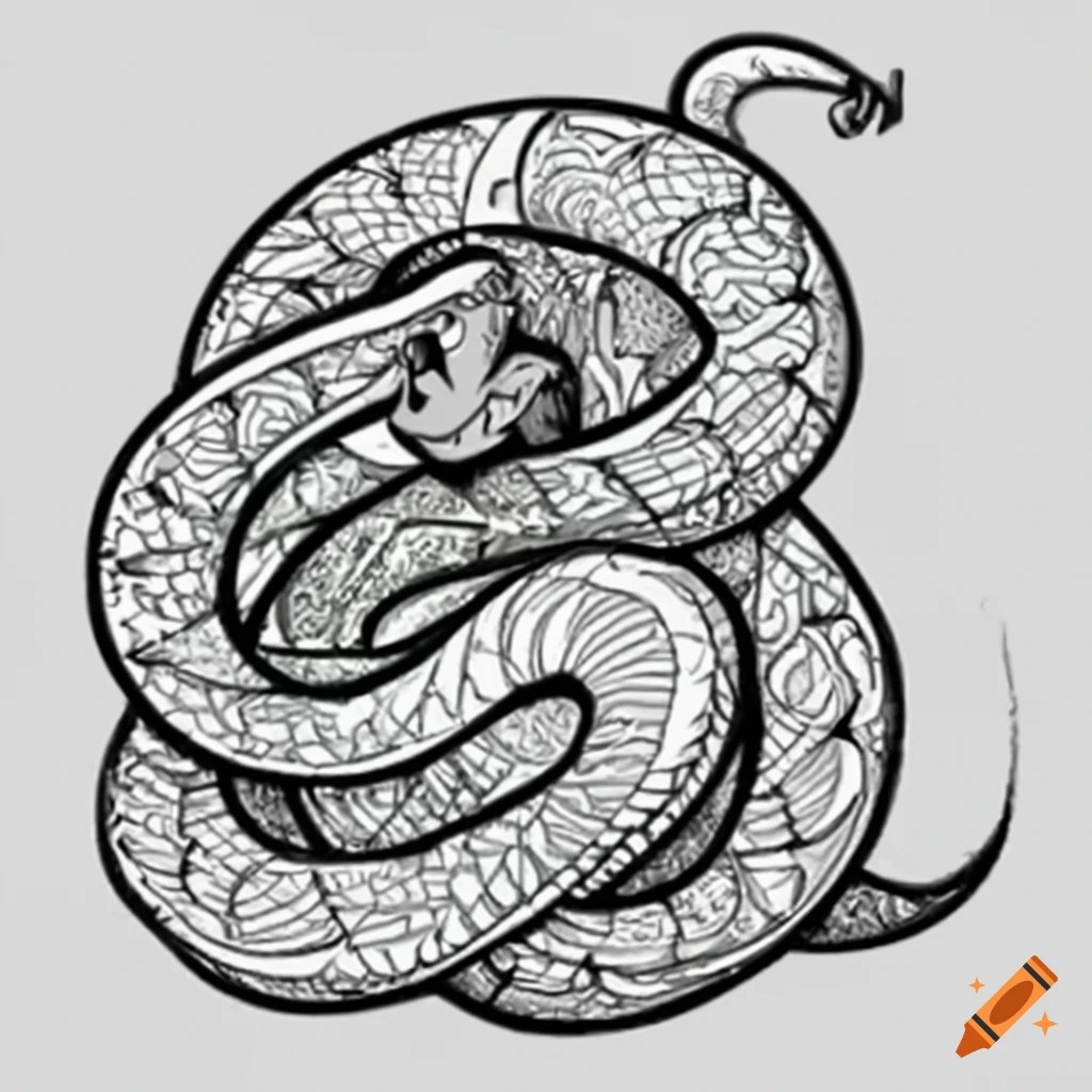 Serpent colouring page on Craiyon