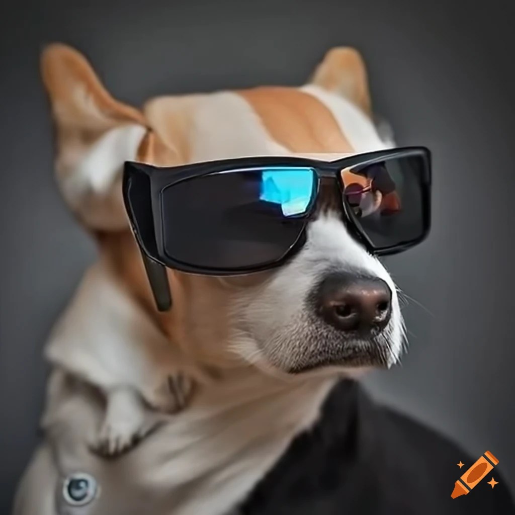 Futuristic dog with sunglasses on Craiyon