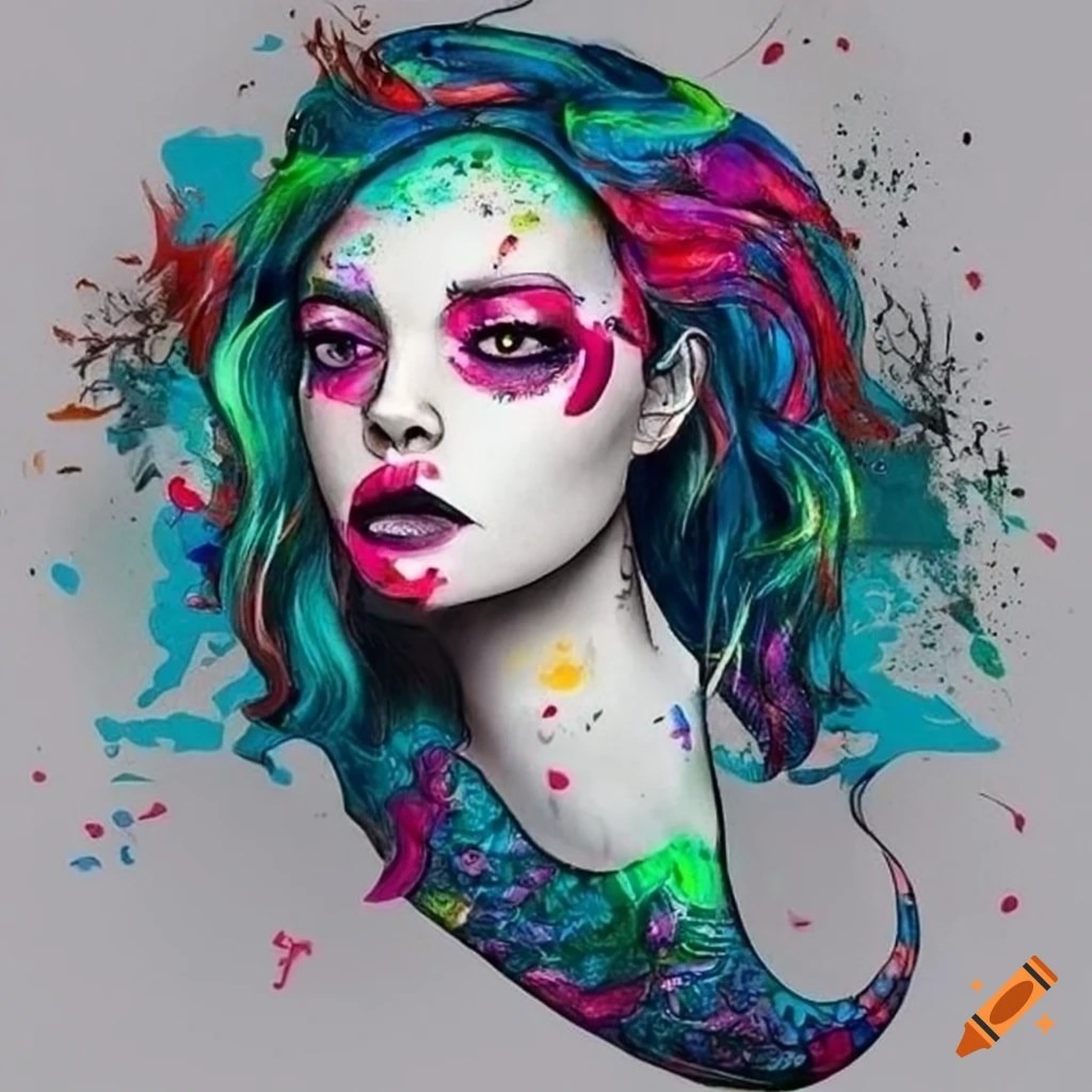 Graffitistyle mermaid artwork on Craiyon