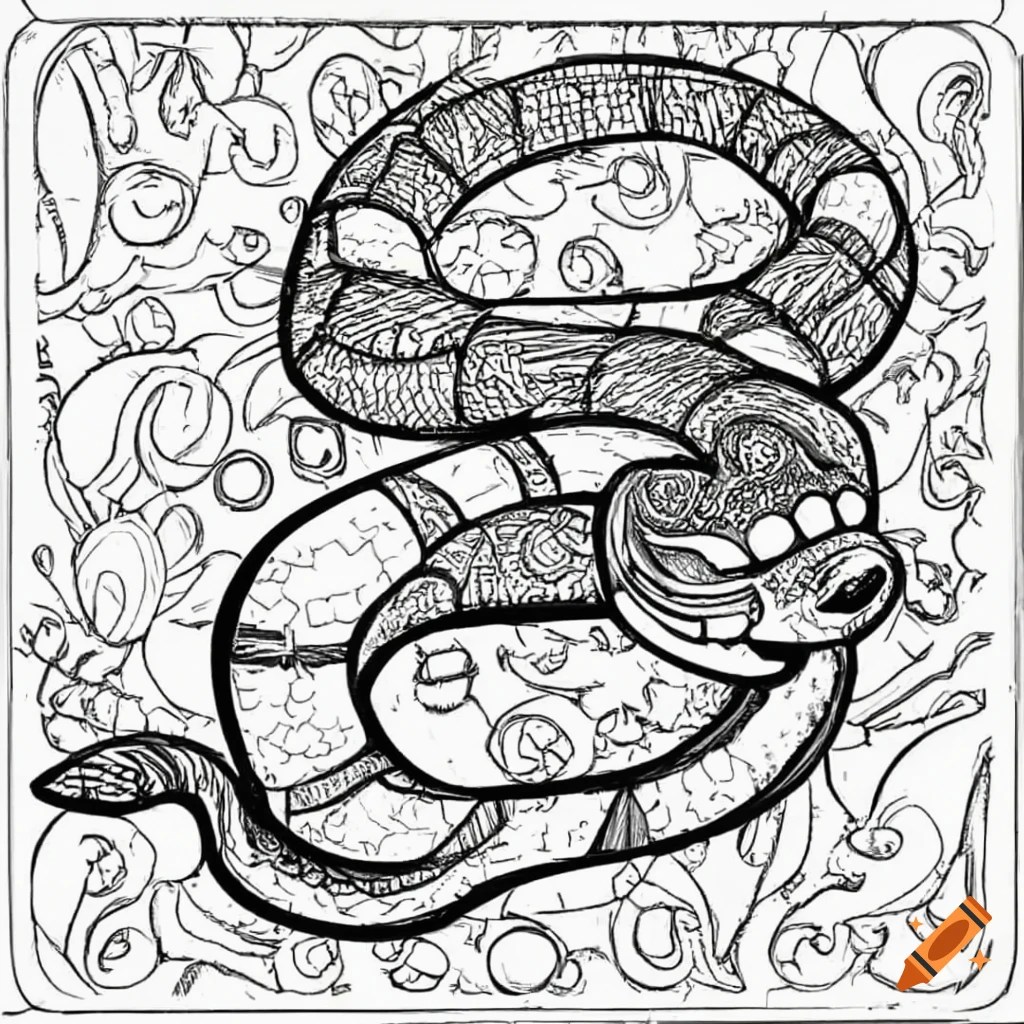 Serpent coloring page for kids on Craiyon