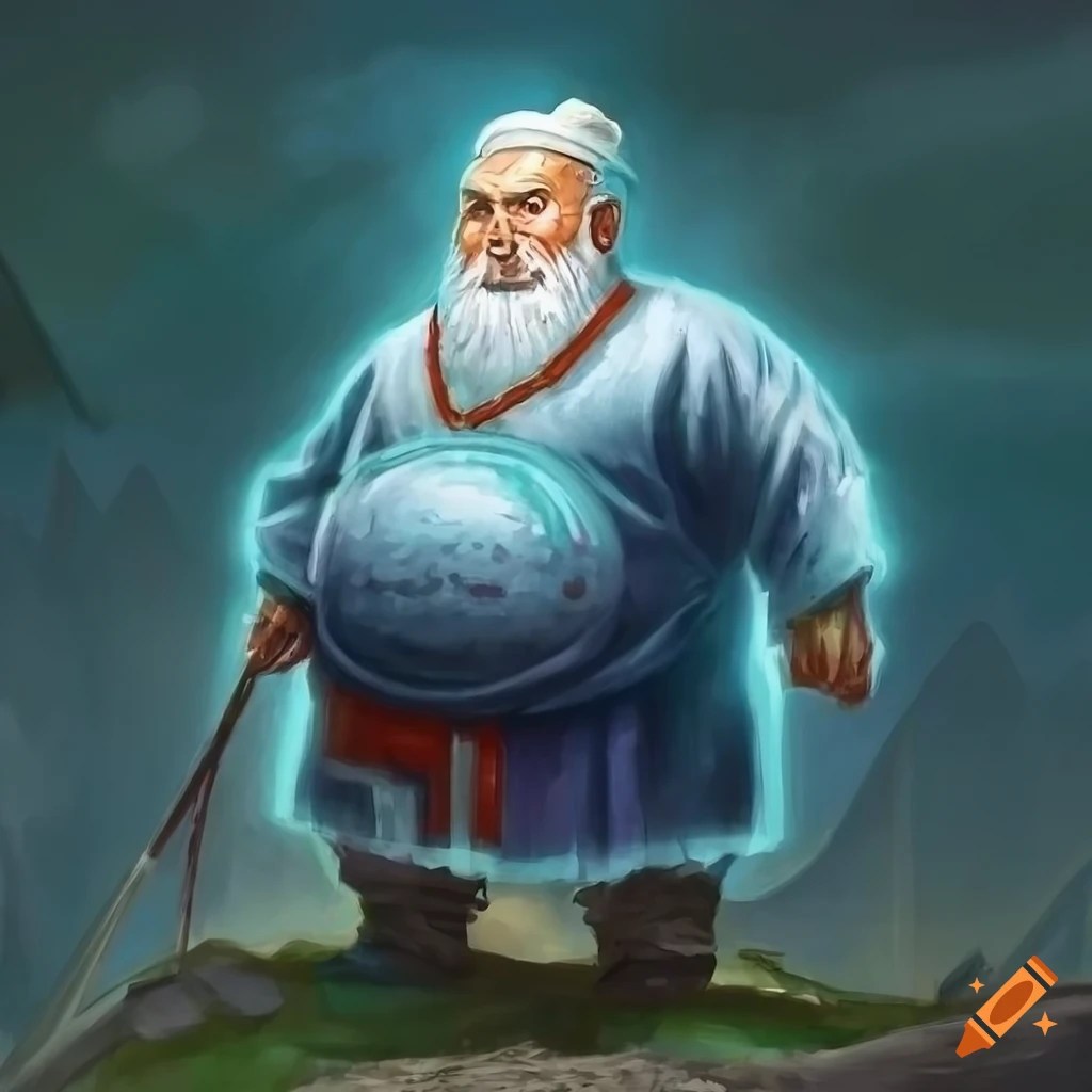 Illustration of a wise old man in ancient chinese attire on Craiyon