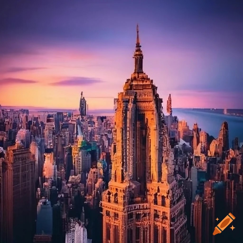 New york city skyline with templelike buildings on Craiyon