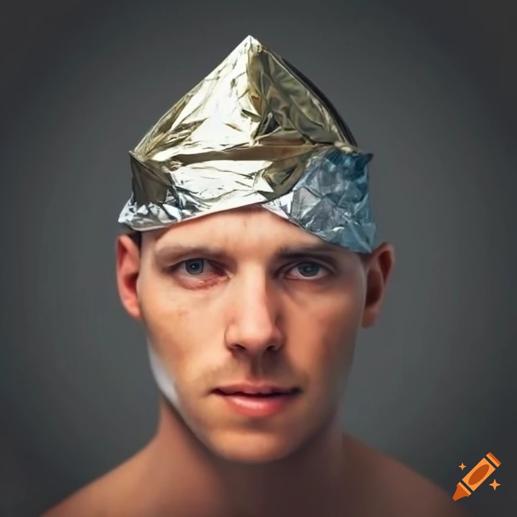 Man with bandana and tin foil hat on Craiyon