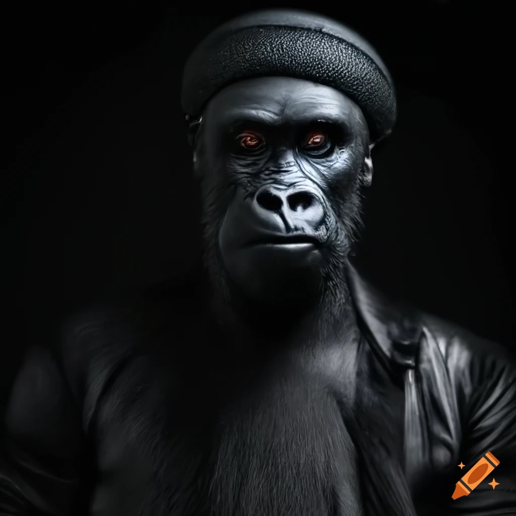 Adorable smiling gorilla wearing a hat on Craiyon