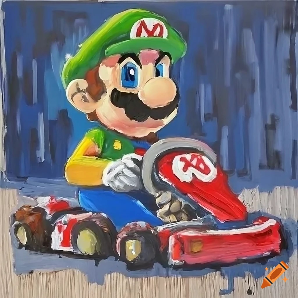 An impressionist painting of mario bros in his world by claude on