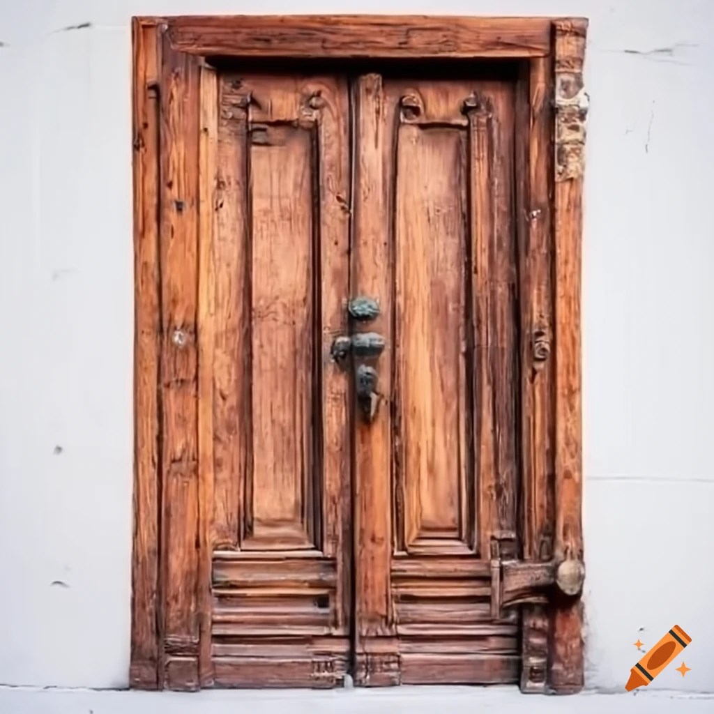 Vintage wooden door on white background on Craiyon