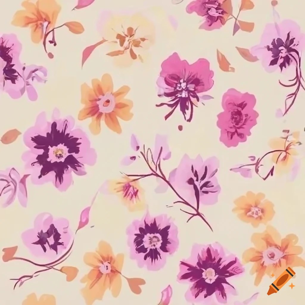 Pale yellow, white, and pink floral pattern on Craiyon
