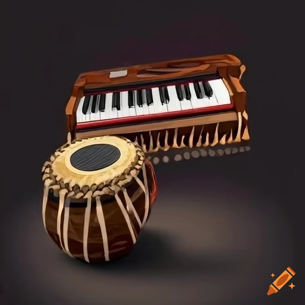 Logo with harmonium and tabla on Craiyon