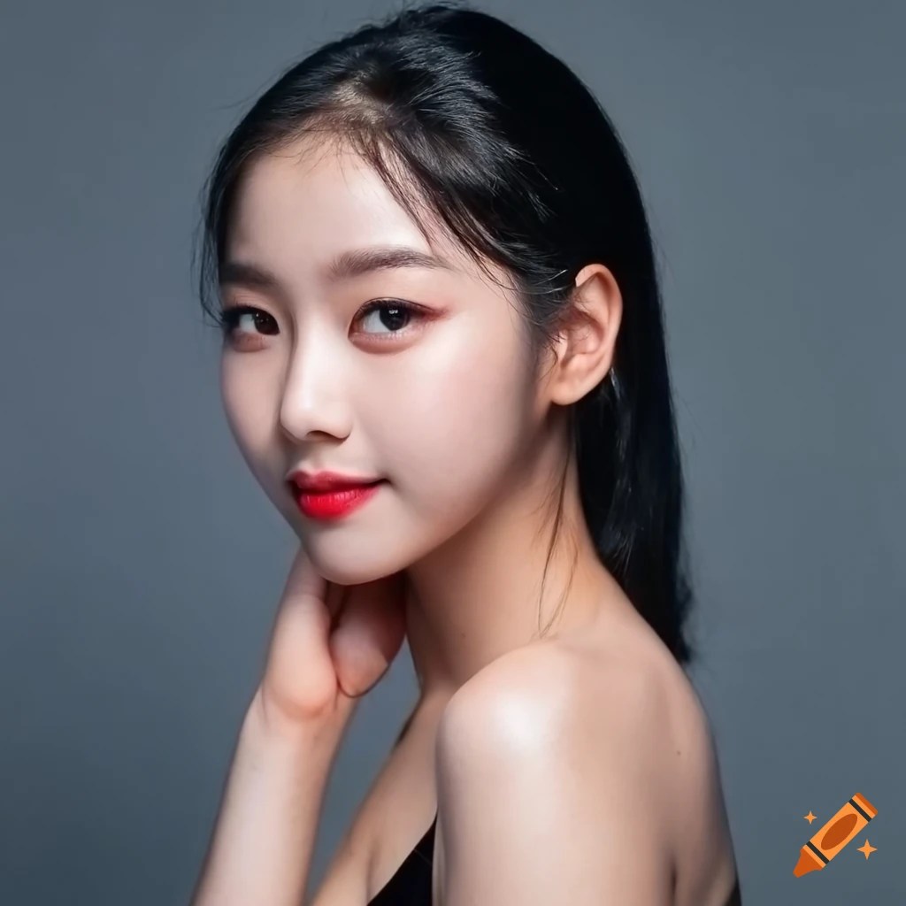 Portrait of a cheerful 18-year-old female idol with German and Thai heritage on Craiyon