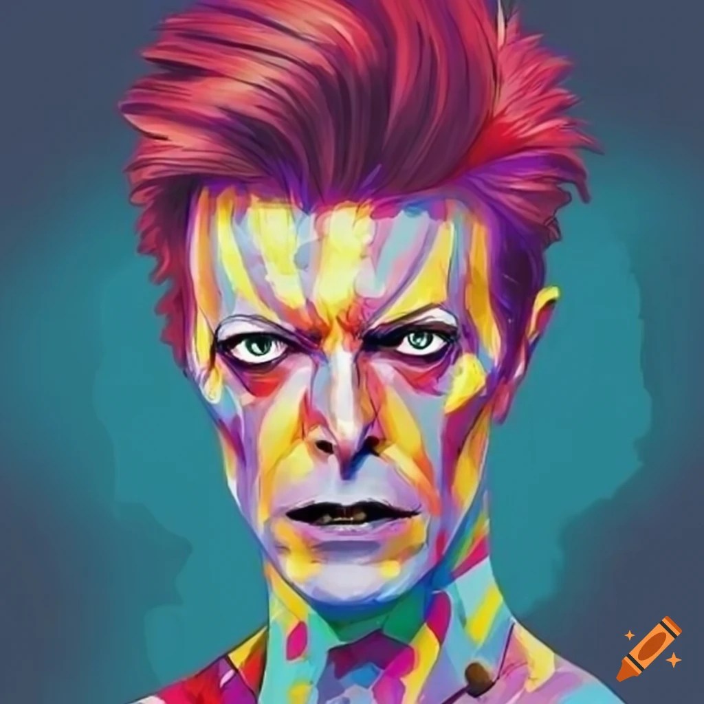 Cartoon illustration of david bowie as ziggy stardust | Family Man Librarian