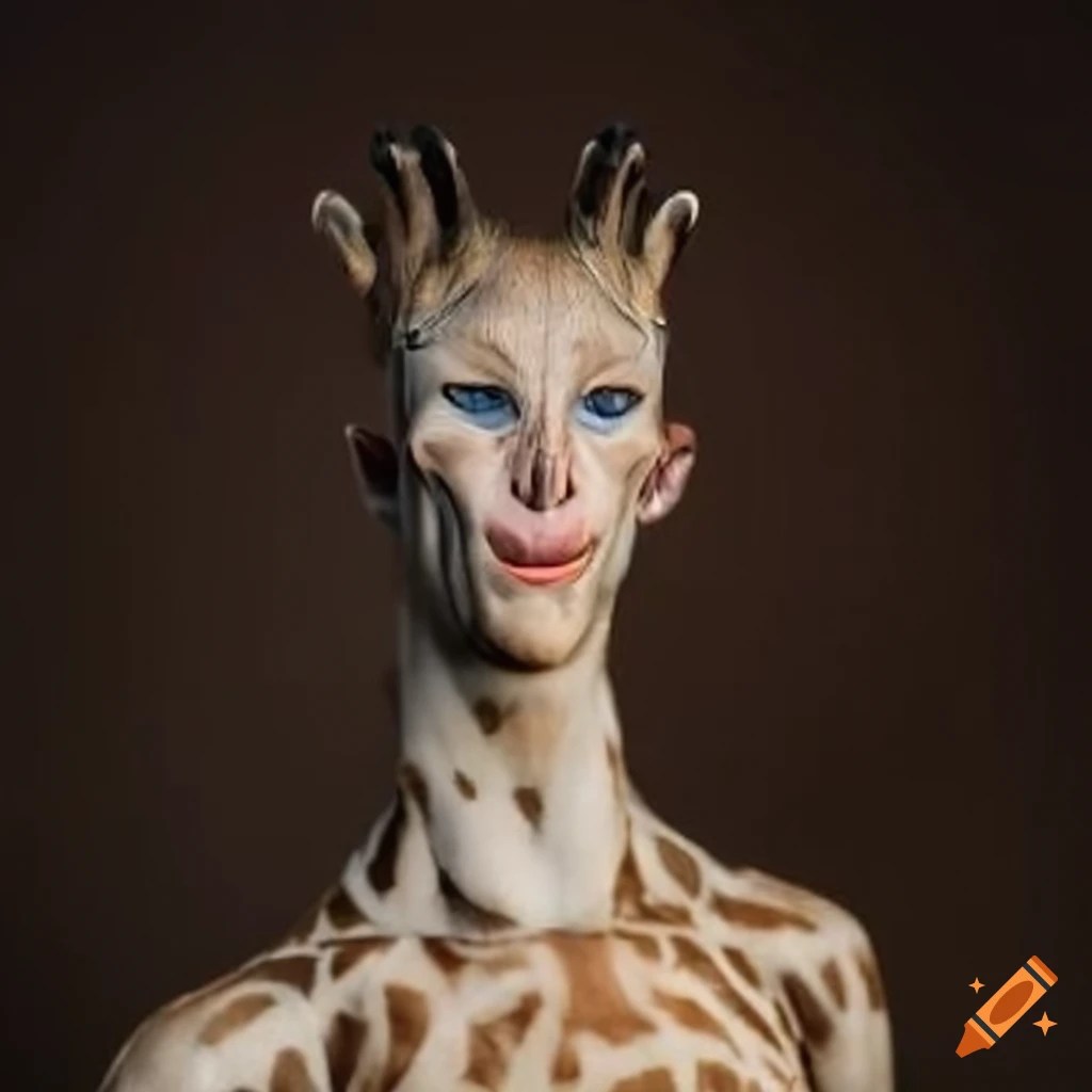 Illustration of a giraffe humanoid on Craiyon