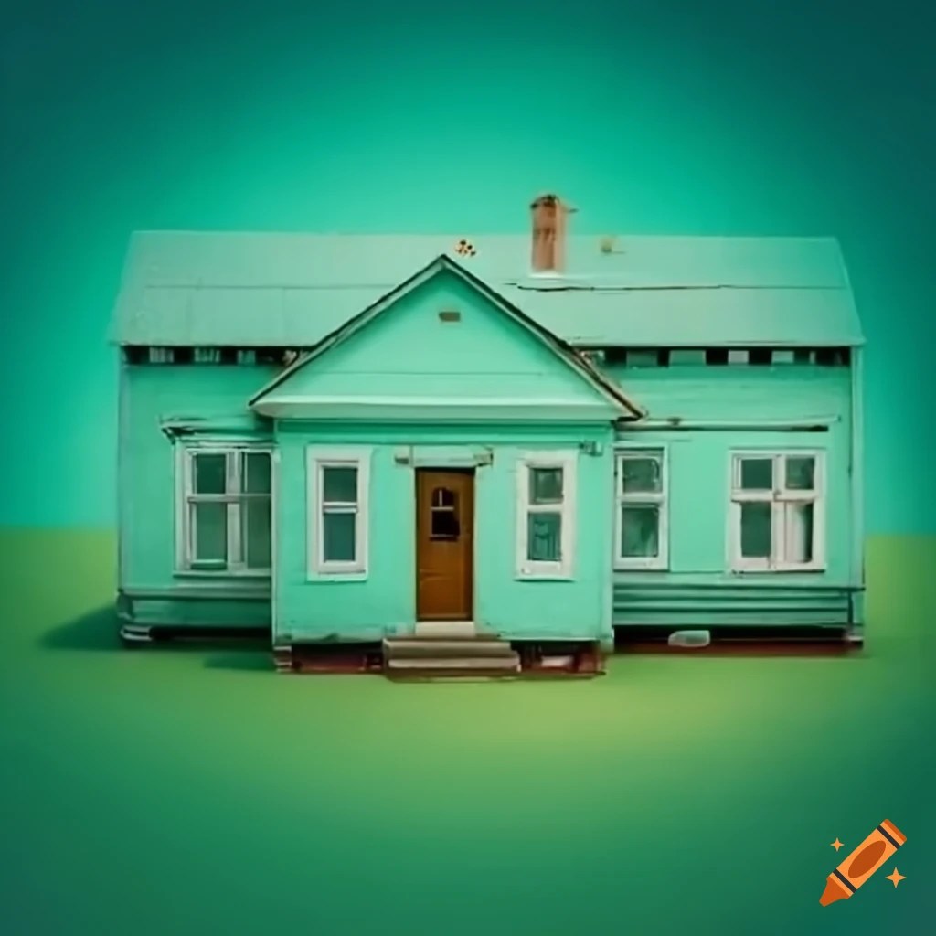 Bird's eye view of a mint green and white orphanage