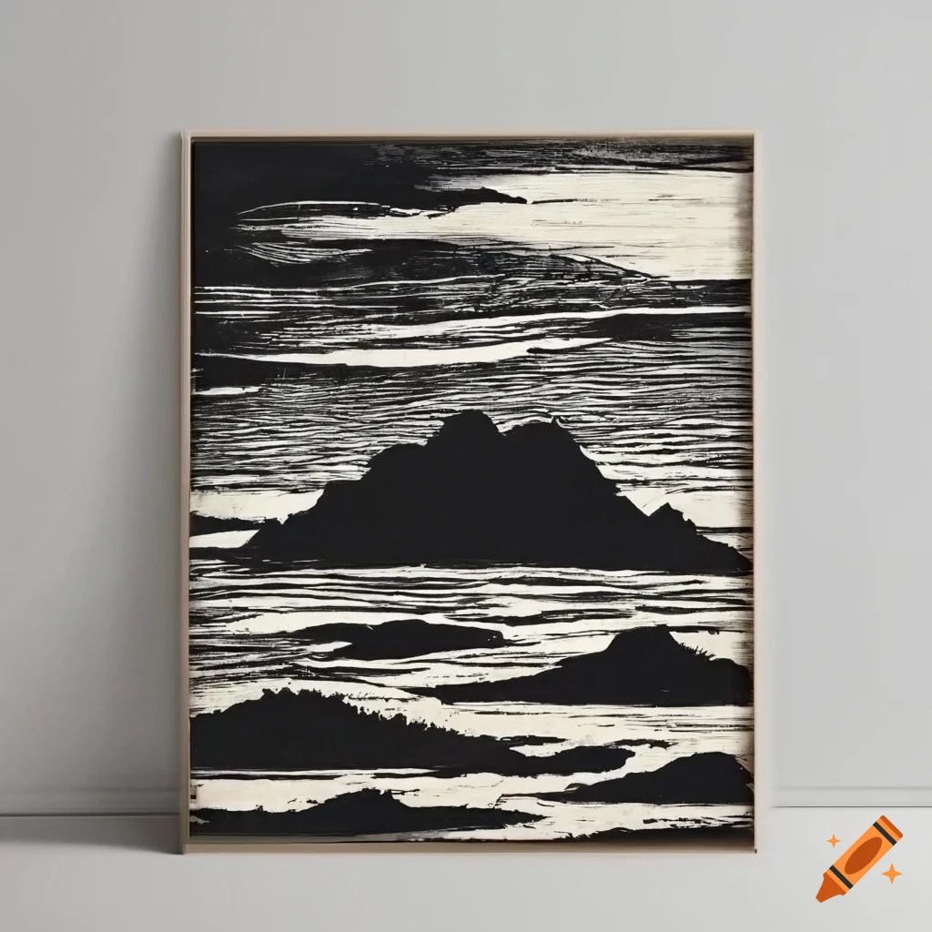 Black and white woodcut print of the sky on Craiyon