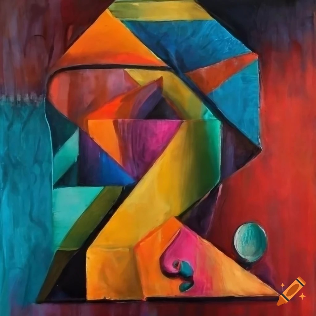 Detailed cubism painting with various elements on Craiyon