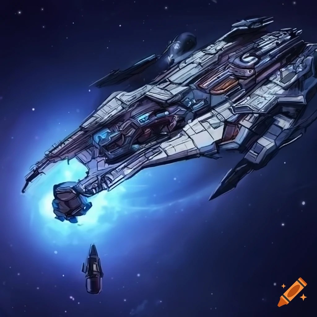 Scifi anime spaceship on Craiyon
