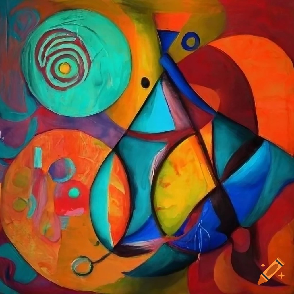 Textured cubism painting with various objects on Craiyon