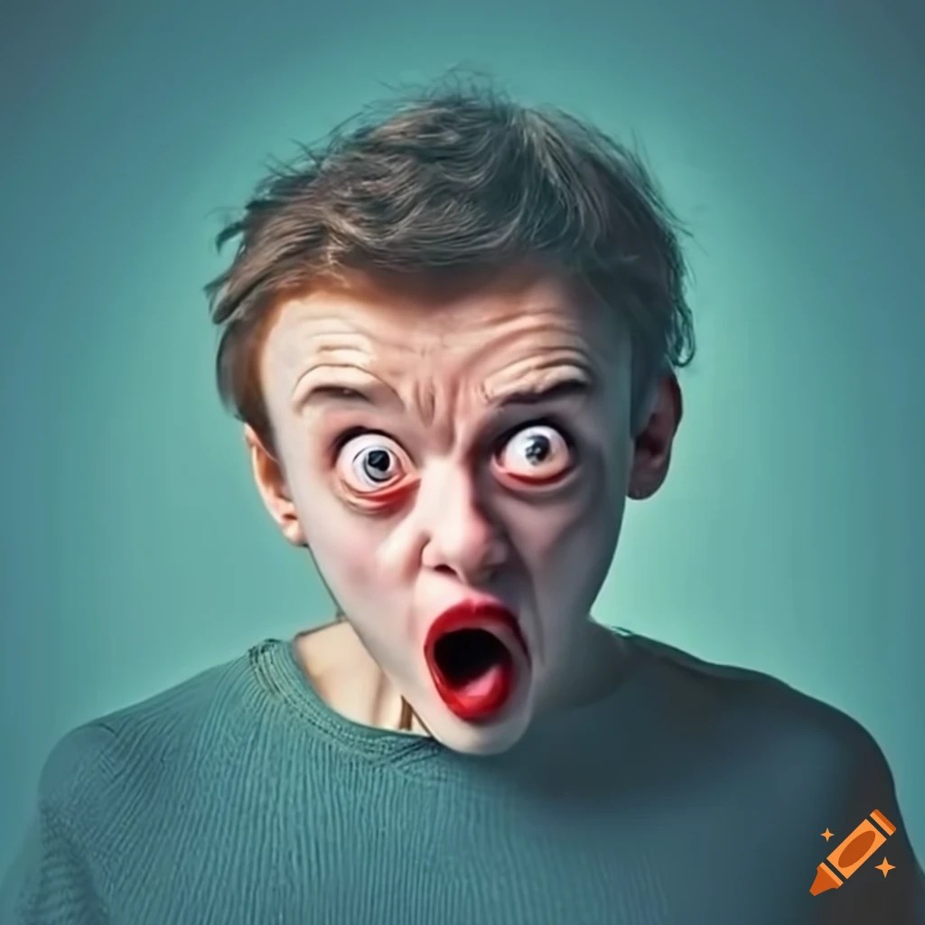 Person with a shocked expression on Craiyon