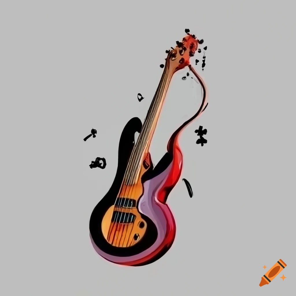 Intelligent cartoon art of a bass guitar player on Craiyon