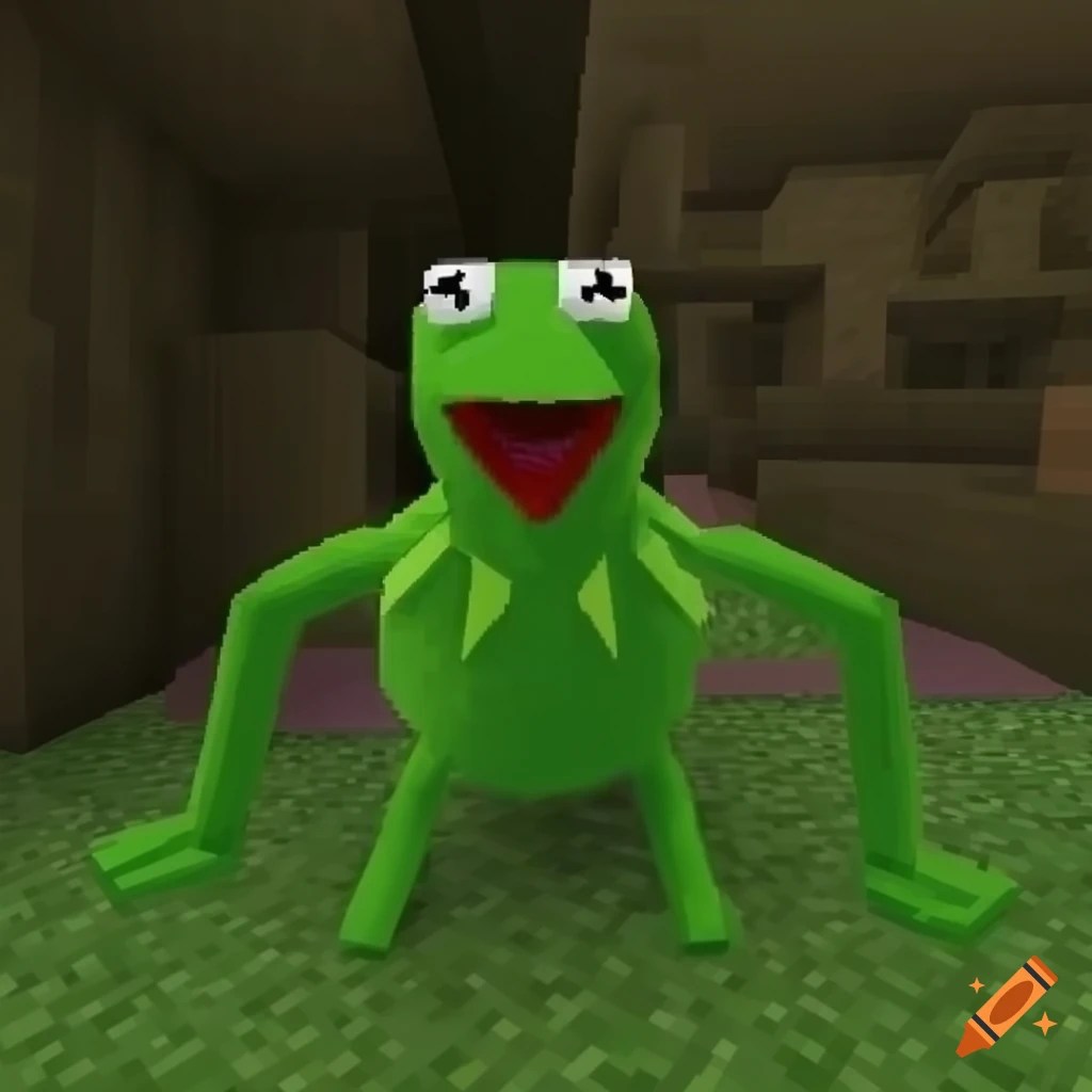 Kermit the frog in minecraft on Craiyon