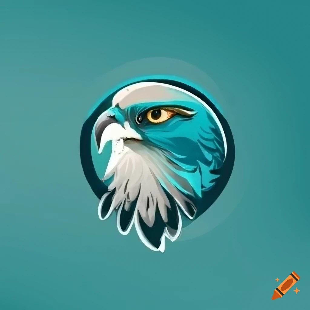 Clean logo of a turquoise osprey on Craiyon