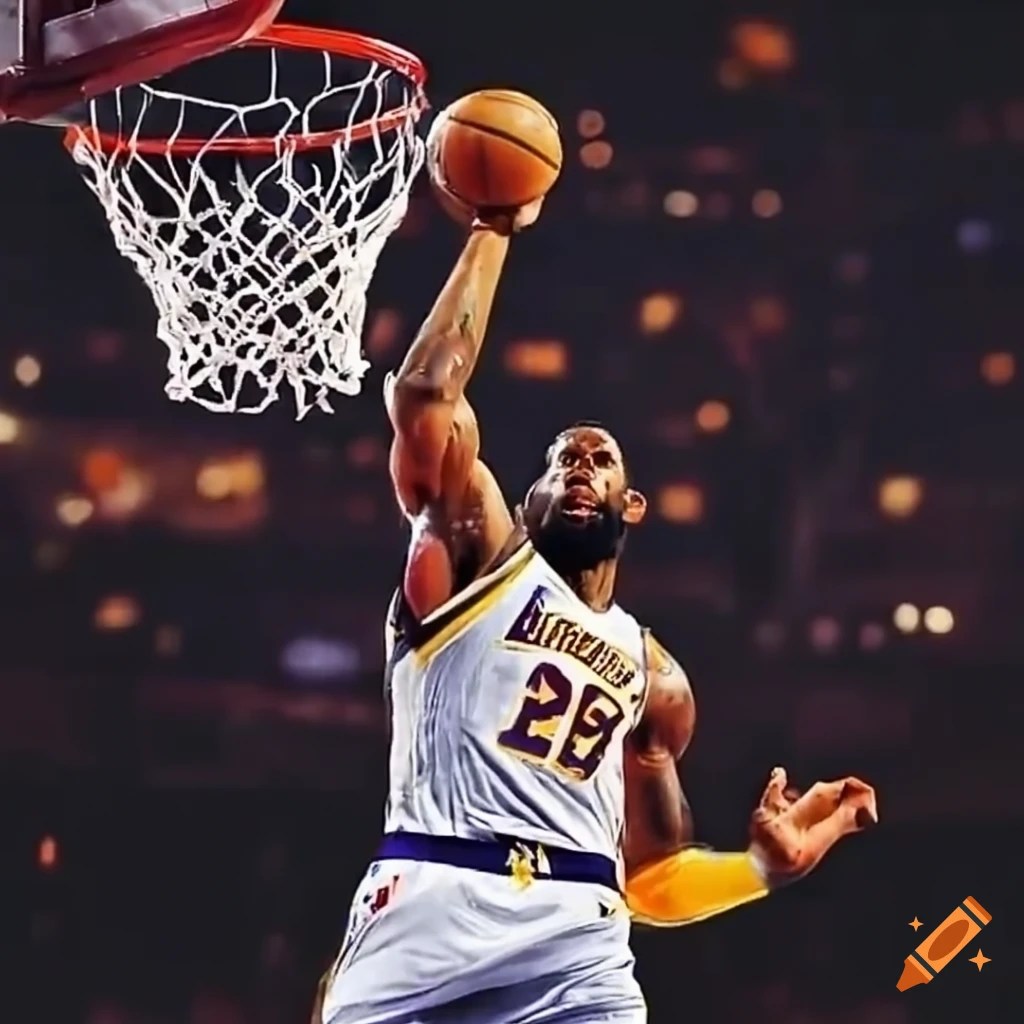 Lebron james dunking for gamewinning shot on Craiyon