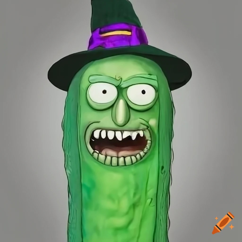 Pickle rick in witch costume