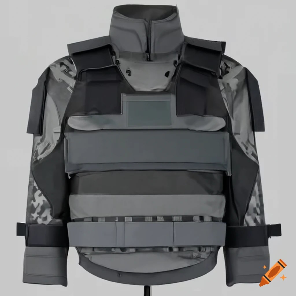 Closeup of a bulletproof jacket with intricate design on Craiyon