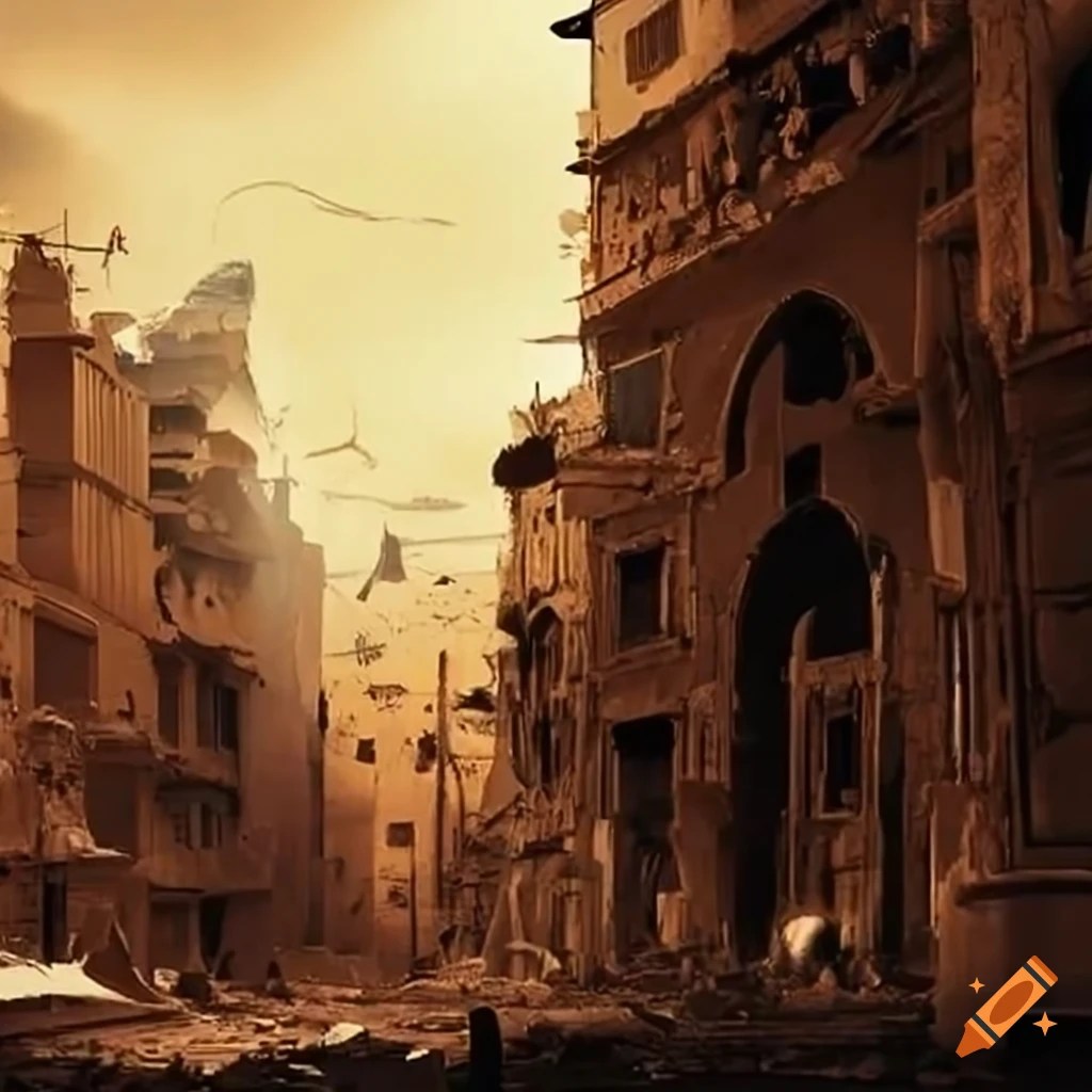 Image of destroyed streets in egypt on Craiyon