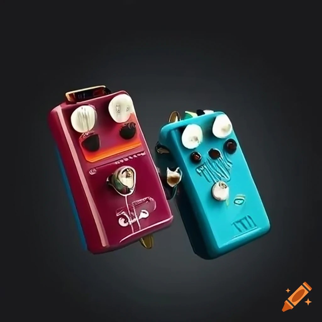 Colorful guitar effect pedal food versions on Craiyon
