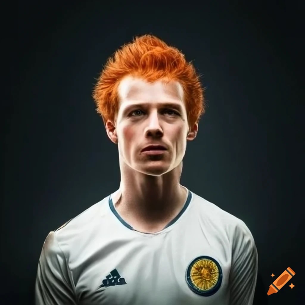 Portrait of a scottish soccer player with red hair on Craiyon