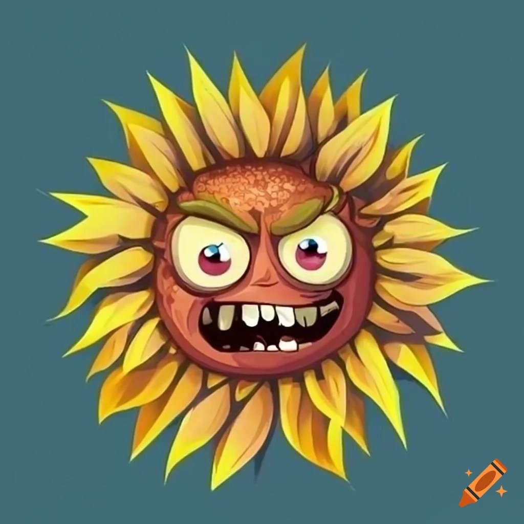 Cartoon monster sunflower on Craiyon