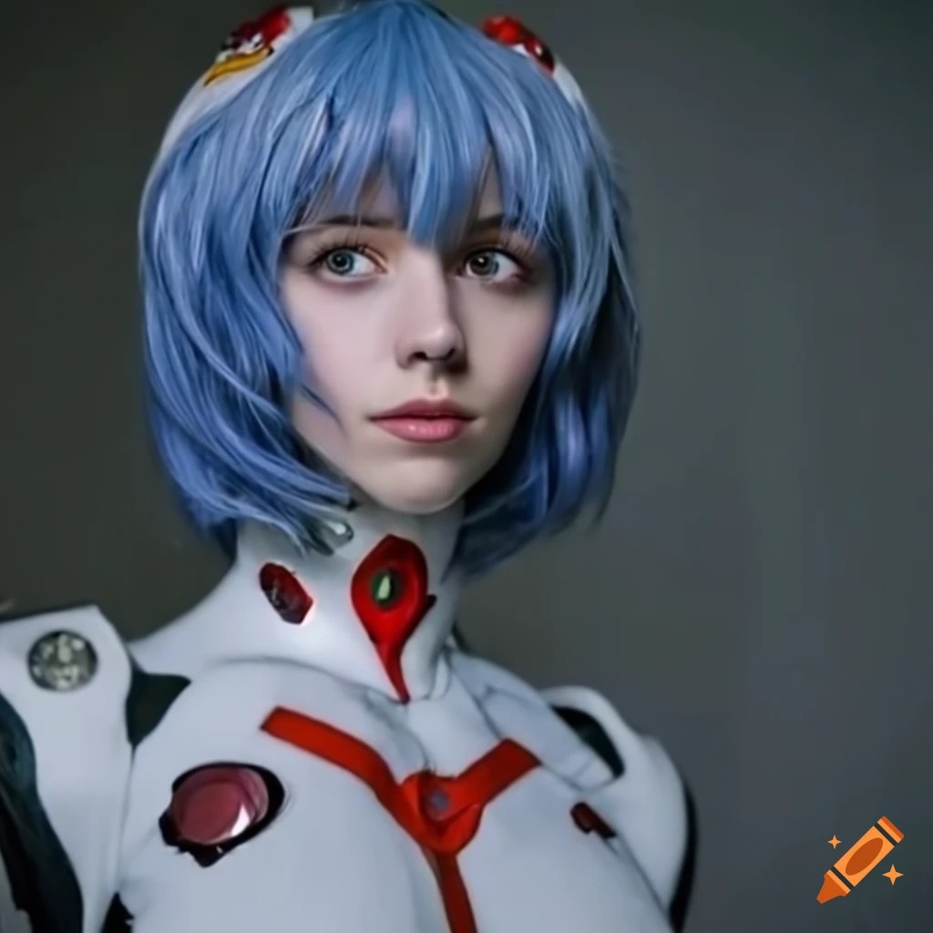 Emily rudd as rei ayanami with wavy bob on Craiyon