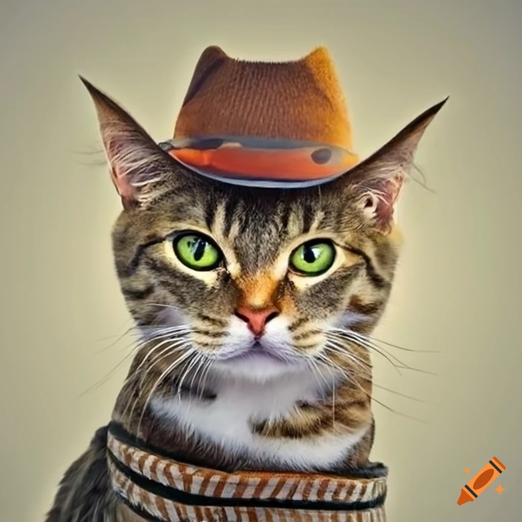Cat wearing a cowboy hat