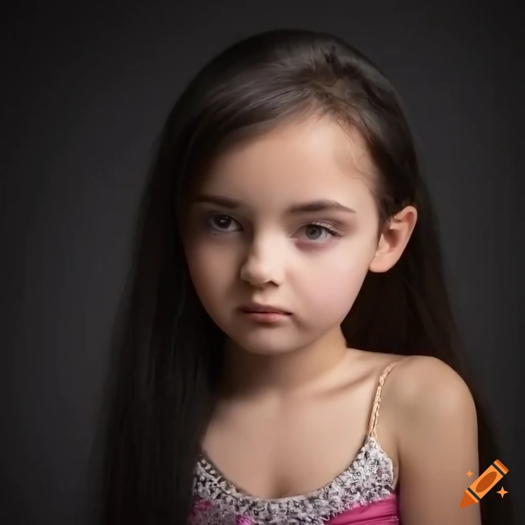 Portrait of a young girl with puffy cheeks on Craiyon