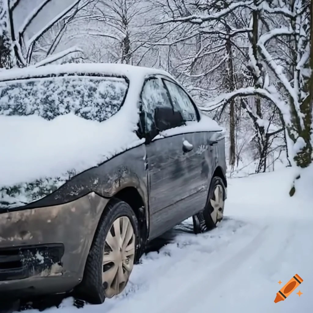Winter car driving in snowy conditions