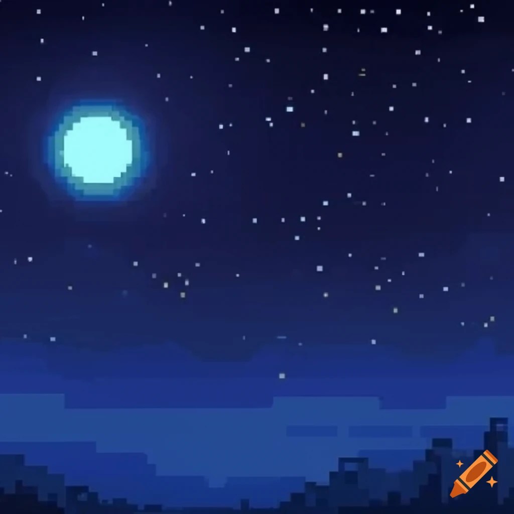 Pixel art of a night sky on Craiyon
