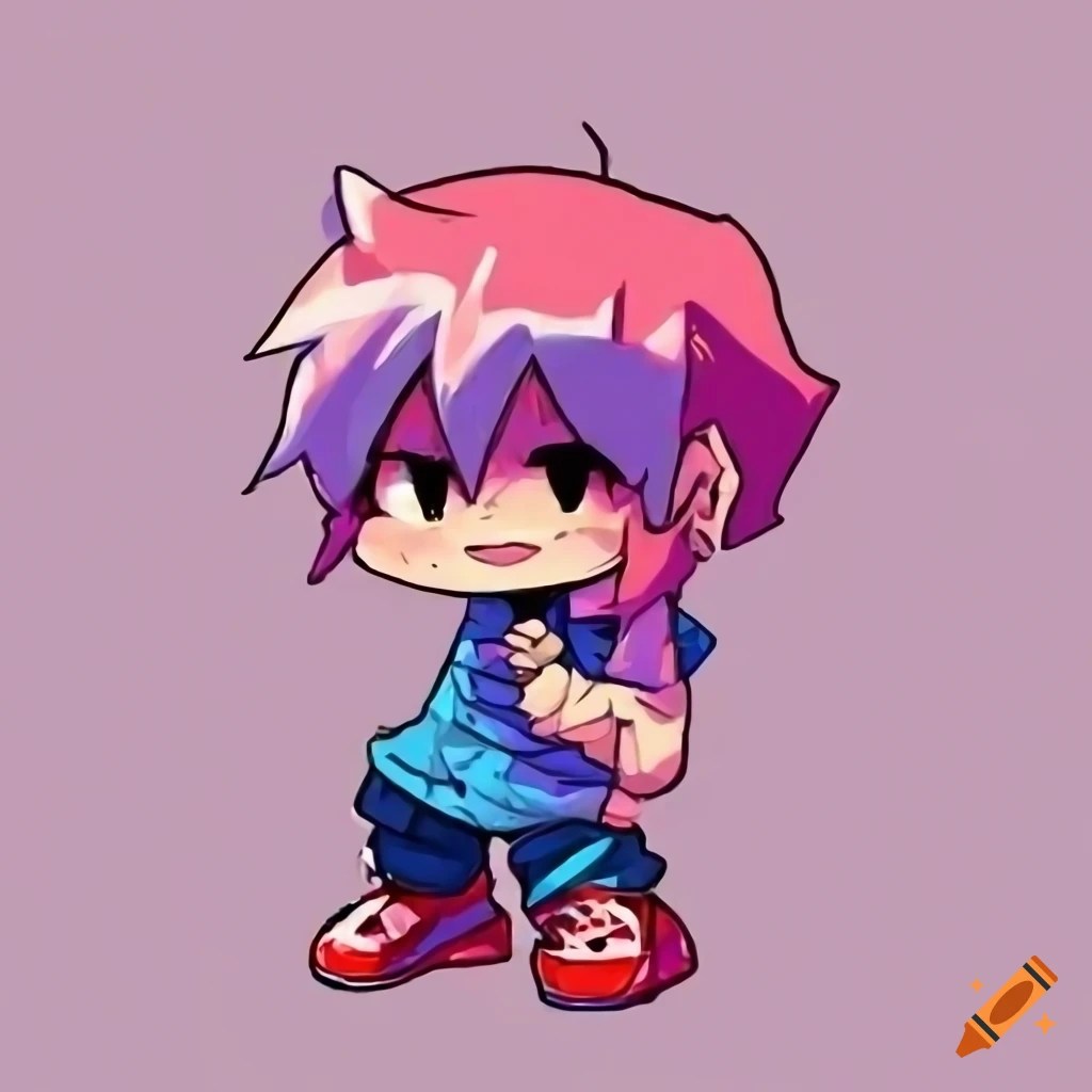 Chibi anime character with light blue and pink hair on Craiyon