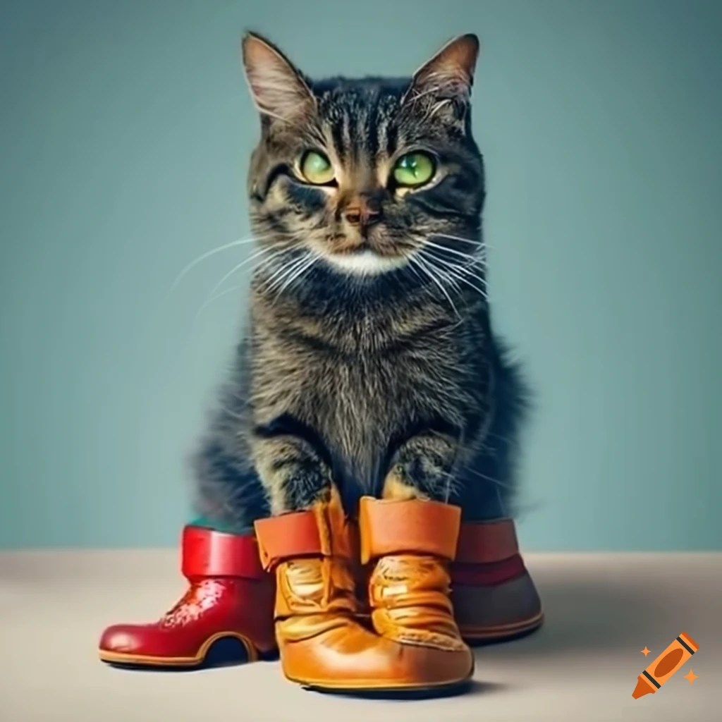 Adorable cat wearing boots on Craiyon