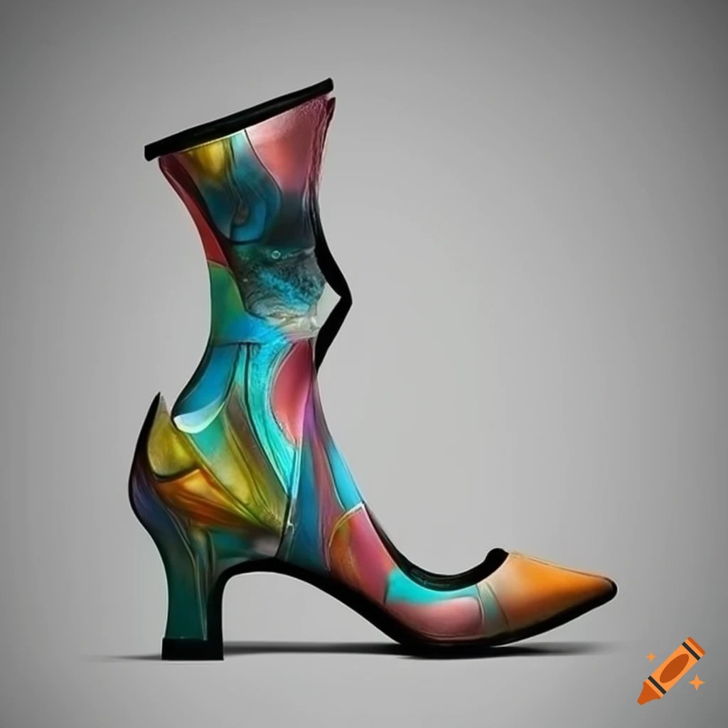 Abstract art design of futuristic women's high heels on Craiyon