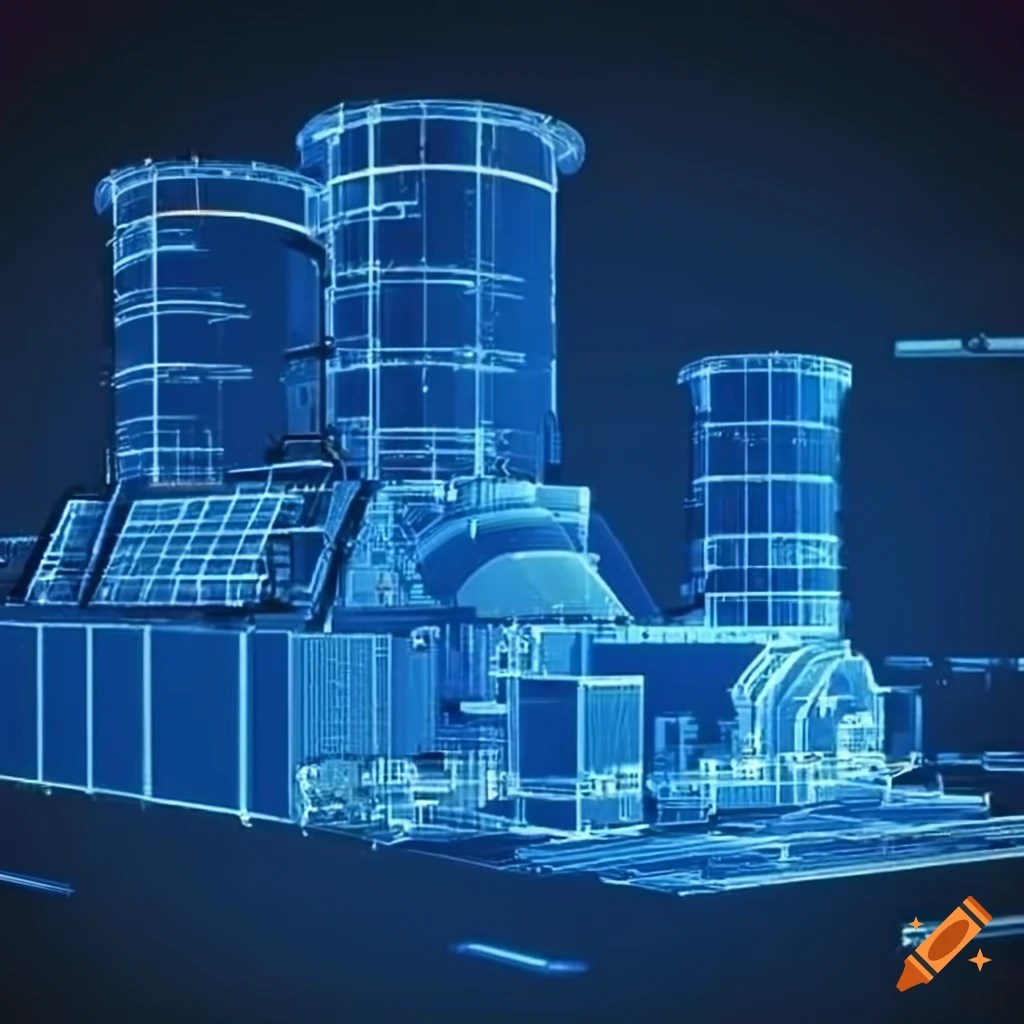 Schematics of a nuclear reactor on Craiyon