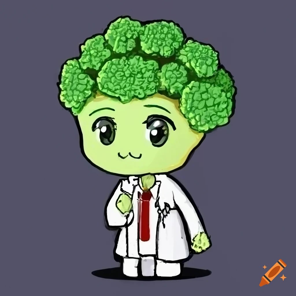 Chibi humanoid broccoli doctor illustration on Craiyon
