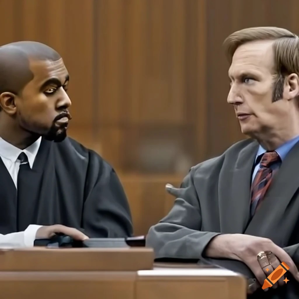 Kanye west and saul goodman in court on Craiyon