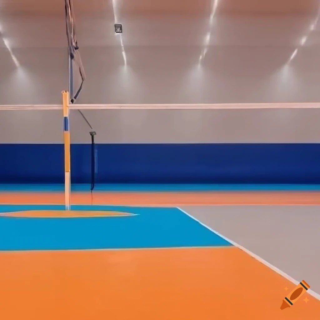 Volleyball gym with orange floor